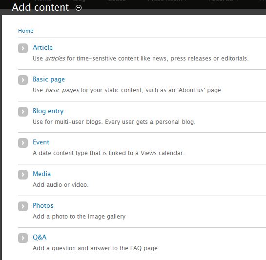 Add content page